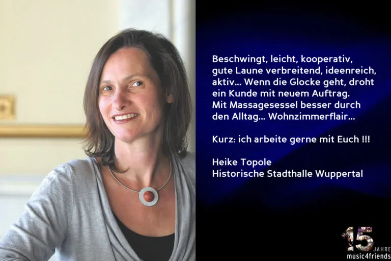 15 Jahre music4friends: Gratulationen und Feierliche Glückwünsche an Wegbegleiter.